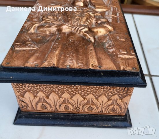 Старинна кутия комбинация дърво + мед, снимка 2 - Антикварни и старинни предмети - 41965738