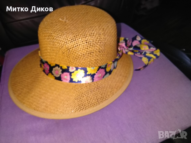 Женска сламена с панделка панама модерна шапка нова №58