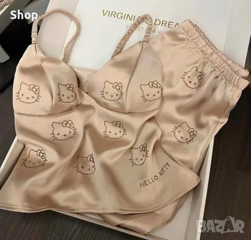 Сатенен комплект с камъни , снимка 7 - Пижами - 55971933