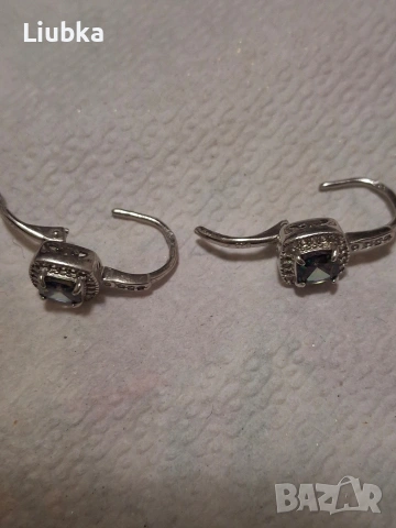 сребърни обеци с камъни, снимка 4 - Обеци - 53461676