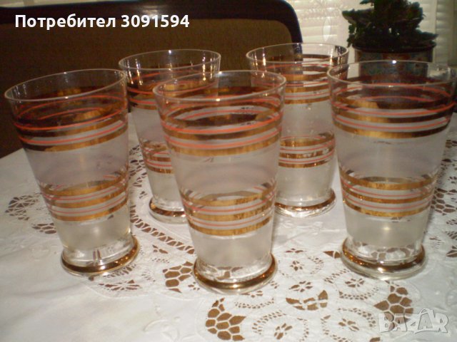 Старинен сервиз за вино кана с 5 чаши широк златен кант, снимка 5 - Други ценни предмети - 40463706