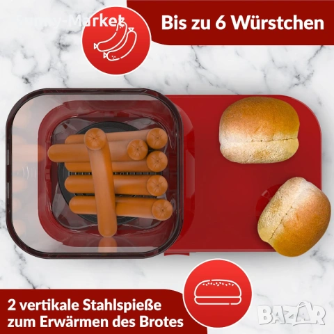 Машина за хот-дог с 2 нагреватели за хлебчета - Машина за хот-дог за 6 наденици - Подвижен нагревате, снимка 5 - Друго търговско оборудване - 53542185