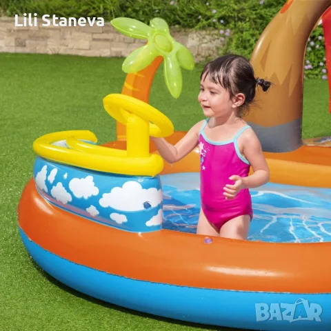 Голям детски надуваем аквапарк Bestway Lava Lagoon - Пързалка, фонтан, и улеи за топки 265x265 см., снимка 8 - Басейни и аксесоари - 55905640