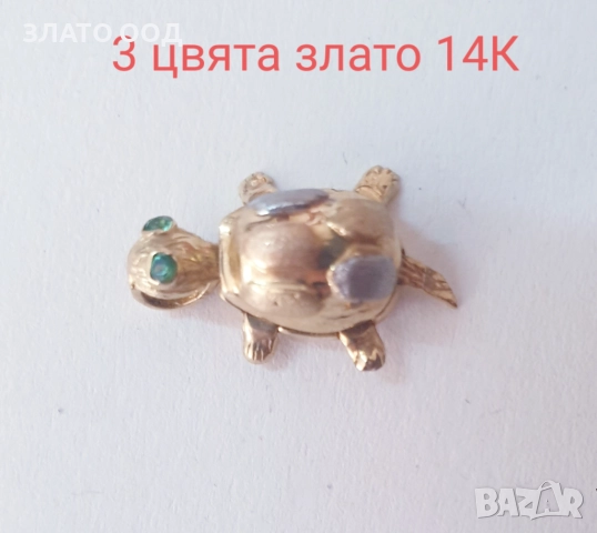 Златни медальони- делфини, костенурки  и риби, снимка 3 - Колиета, медальони, синджири - 52520270