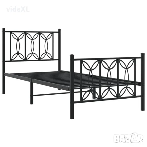 vidaXL Метална рамка за легло с горна и долна табла, черна, 90x200 см, снимка 3 - Спални и легла - 56147378