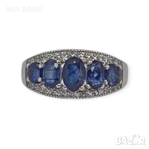 Сребърен Пръстен с Рубин, Сапфир, Изумруд с Прозрачен Топаз , снимка 2 - Пръстени - 50310475