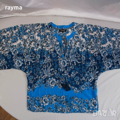 Desigual дамска блуза флорален принт вискоза с ламе, снимка 7 - Туники - 51730416
