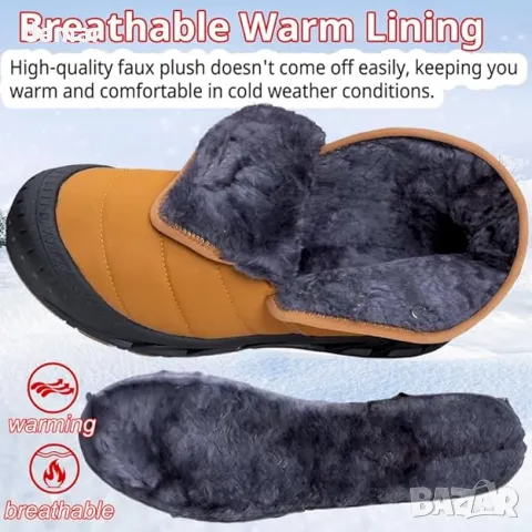 DAZFE Мъжки зимни ботуши, топли водоустойчиви зимни ботуши с кожена подплата, снимка 2 - Мъжки ботуши - 49901767