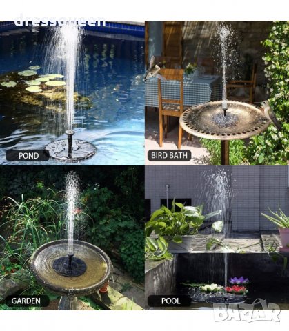 2877 Соларен кръгъл градински фонтан за декорация на дома, градината, снимка 4 - Градински мебели, декорация  - 34267453