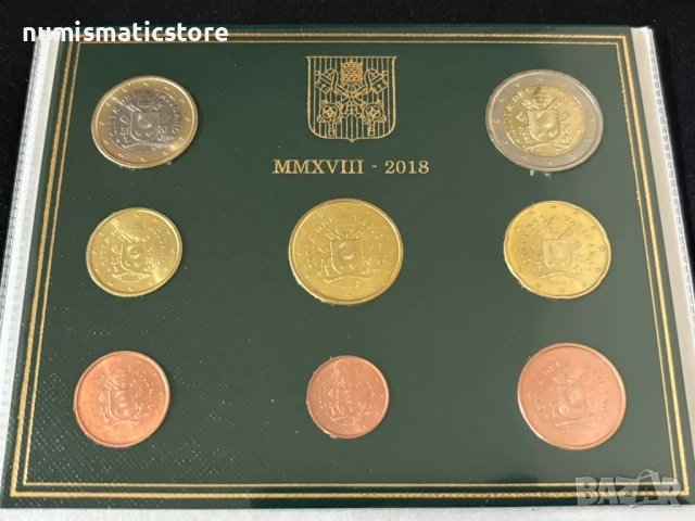 Ватикана 2018 г. - комплектен сет от 1 цент до 2 евро BU, снимка 2 - Нумизматика и бонистика - 50729199