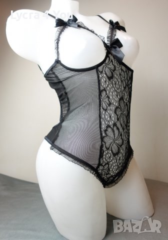 Еротично черно боди с отворен бюст и дъно прашка S/M размер, снимка 2 - Бельо - 39843002