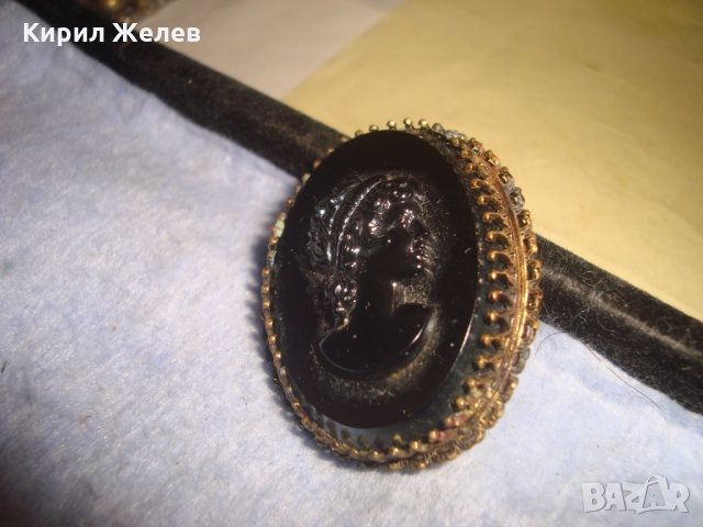 СТАРИННА ВИКТОРИАНСКА БРОНЗОВА КАМЕЯ БРОШКА от ШЛИФОВАН ХЕМАТИТ РЕТРО БИЖУ ЮВЕЛИРЕН УНИКАТ 20666, снимка 7 - Антикварни и старинни предмети - 36061112