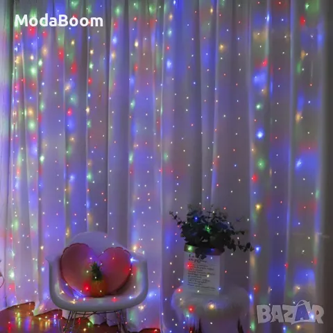 Коледни лампички с 300Led лампи 3 метра на 3 метра ,коледна завеса с дистанционно, снимка 14 - Декорация за дома - 48355244