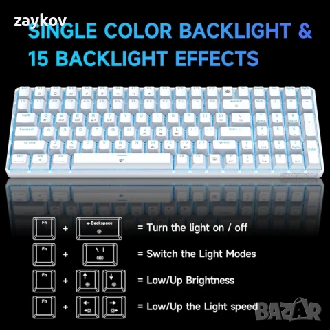 Геймърска клавиатура Dierya DK98se, 98 клавиша, механична клавиатура, снимка 7 - Клавиатури и мишки - 50608645