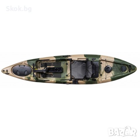 Риболовен Каяк С Педали – Scorpio Fish 12 – 3.66 Метра – Едноместен - Цвят Army Green / Sand, снимка 2 - Водни спортове - 40760840