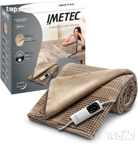 Чисто Ново Луксозно Електрическо Одеяло / Плед Imetec CaldoPlaid Elegance (180 x 140 см)  