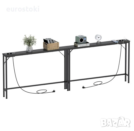 Конзолна маса VEDECASA с 2 зарядни станции, тънка конзолна маса за диван, спалня, коридор, индустриа