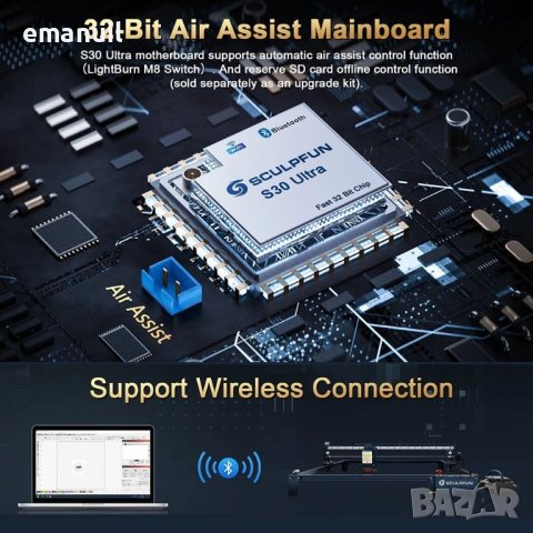 SCULPFUN S30 Ultra 600/600mm 11W 1400лв. 33W 2600лв. лазер лазерно гравиране рязане метал, снимка 11 - Други машини и части - 40227326