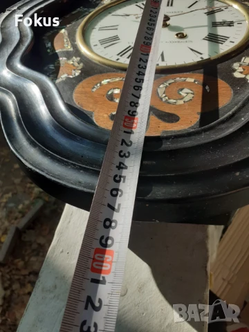 Страхотен антикварен стенен часовник с интарзии от седеф, снимка 5 - Антикварни и старинни предмети - 50919175