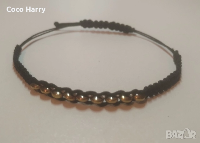 Гривна макраме,с Хематит,ръчно изработена, снимка 5 - Гривни - 52977727