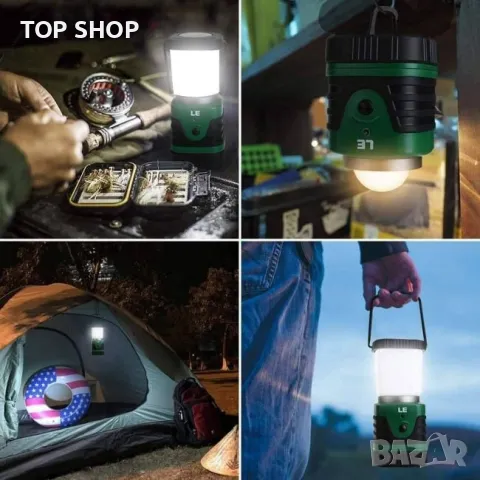 LED акумулаторен фенер за къмпинг, 2 бр /1000 LM, 4 светлинни режима, 4400 mAh Power Bank,, снимка 4 - Лампи за стена - 48788746