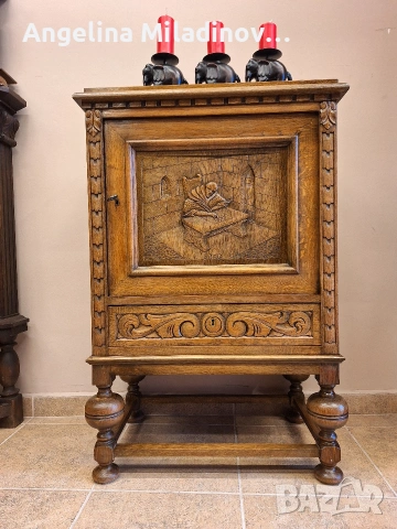 Винтидж шкаф с богата дърворезба , снимка 7 - Шкафове - 53774069
