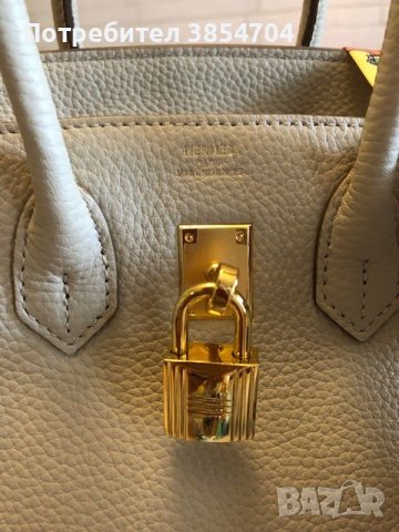 чанта Ермес Биркин 35см*Hermès Birkin 35 White Clemence Gold Hardware, снимка 9 - Чанти - 42638103