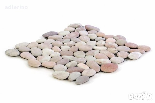 Натурална мозайка от речен камък с подложка 32 x 32 см, 11 броя, крем - нежно розово, снимка 2 - Гранитогрес и плочки - 34153324