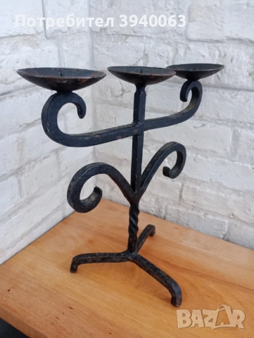 Стар свещник от ковано желязо, снимка 8 - Други ценни предмети - 53207803