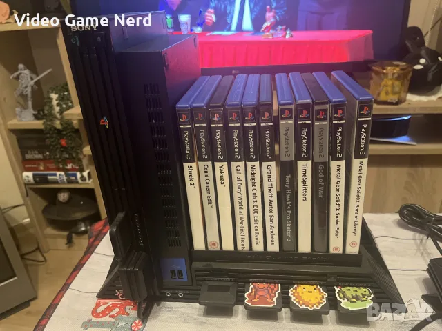 PlayStation 2 Fat + 4 джойстика + игри + стойка + 2TB външен | Само РАЗМЯНА, снимка 2 - PlayStation конзоли - 56061240