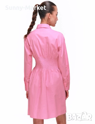 Дамска памучна рокля с ластик на талията, снимка 3 - Рокли - 53506139