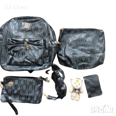 Комплект раница и 3 чантички / Цвят: Черен, снимка 15 - Раници - 53309916