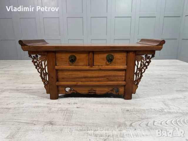Китайски, конзолен шкаф, масив, дърворезба Д1044, снимка 12 - Шкафове - 56021666