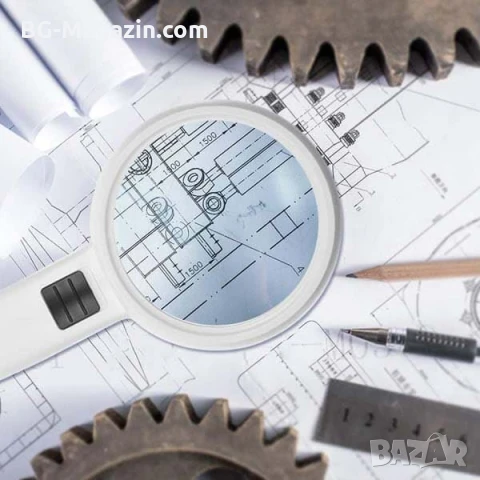 Увеличителна стъклена ръчна лупа с LED осветление дръжка за четене на книга вестник 5X увеличение, снимка 6 - Други инструменти - 50920083