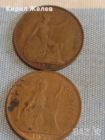 Две монети 1 пени 1920г. / 1 пени 1967г. Англия редки за КОЛЕКЦИОНЕРИ 39799