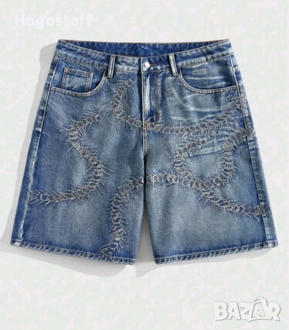 Нови бродирани къси панталони дънки Л