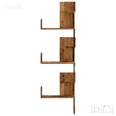 vidaXL Стенен ъглов рафт старо дърво 45x45x147 см инженерно дърво, снимка 4 - Етажерки - 56148285
