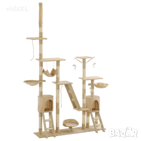 vidaXL Котешко дърво със сизалени стълбове, 230-250 см, бежово(SKU:170619), снимка 1