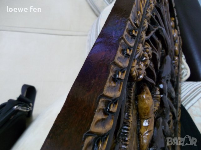 Ръчна Дърворезба Абаносово Дърво Слонове Слон - 61 см на 29,5 см ! Пано Картина !, снимка 6 - Картини - 39910521