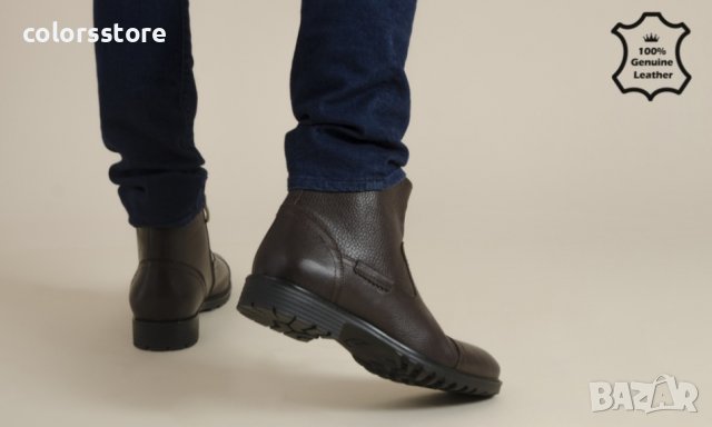 Мъжки боти - кафява ЕСТЕСТВЕНА кожа - 9506, снимка 2 - Мъжки боти - 39400076