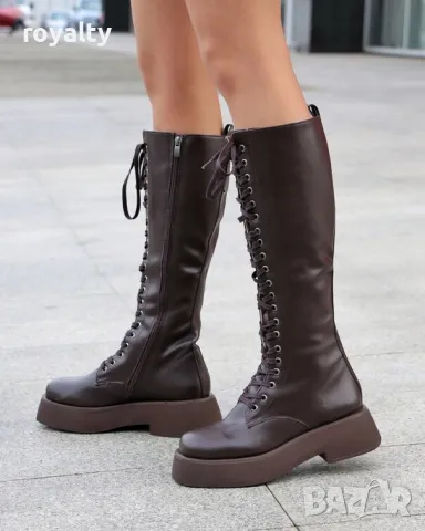 Равни ботуши - кафява кожа