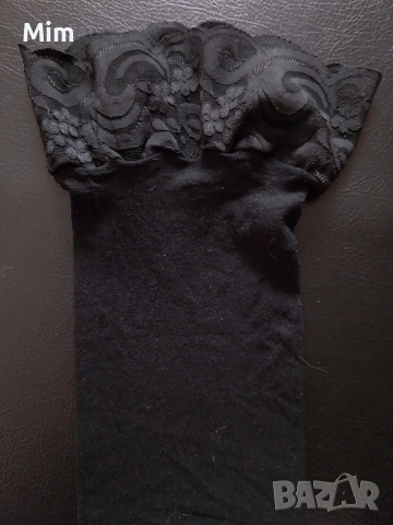 40 den Черни дамски ,плътни чорапи с дантела за жартиери , снимка 2 - Бельо - 53197182