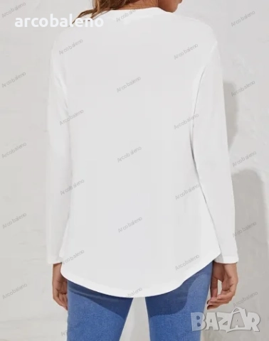 Дамска едноцветна ежедневна блуза с копчета и дълги ръкави, 4цвята , снимка 10 - Блузи с дълъг ръкав и пуловери - 42400236