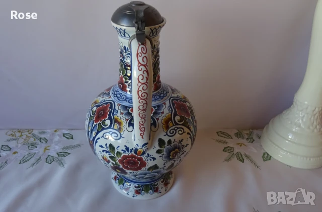 Стомна/кана с метален  капак- Antiquk  "Стар Делфт" , снимка 3 - Вази - 51425253