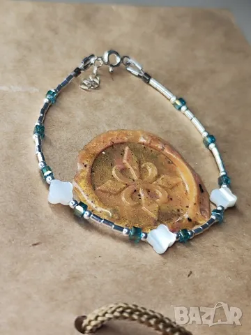 Дамска 925 сребърна гривна със седеф, снимка 1