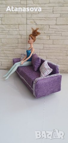 Мини диван за кукла Барби, обзавеждане за кукли, снимка 4 - Кукли - 44238401