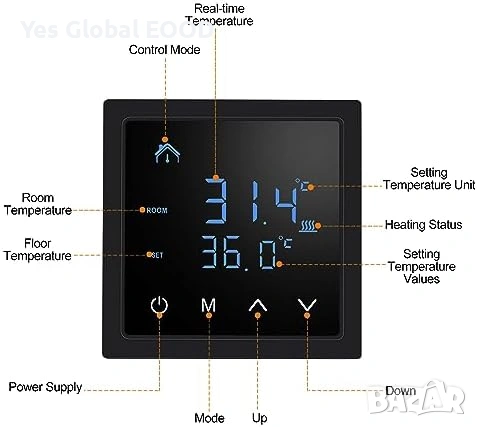 Weytoll 16A термостат за подово отопление, снимка 8 - Друга електроника - 53616215