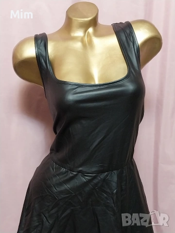 4XL Черна къса кожена рокля с къси панталонки , снимка 6 - Рокли - 53332387