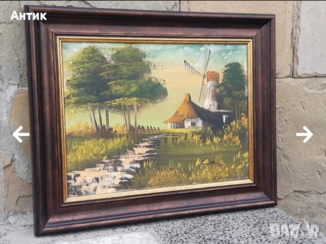 Красива Стара Картина Прованс Живопис Маслени Бои на Платно, снимка 6 - Картини - 52708471