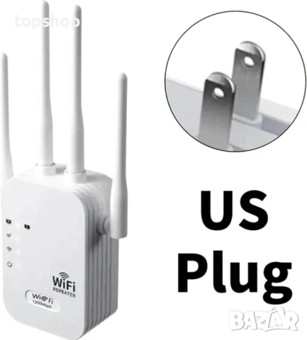 НОВ WiFi екстендер разширител двулентов 1200mbps, 100 квадратни метра обхват, 4 антени, снимка 6 - Мрежови адаптери - 50525181
